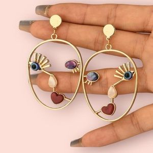 Y2K abstract Picasso eyes faces earrings